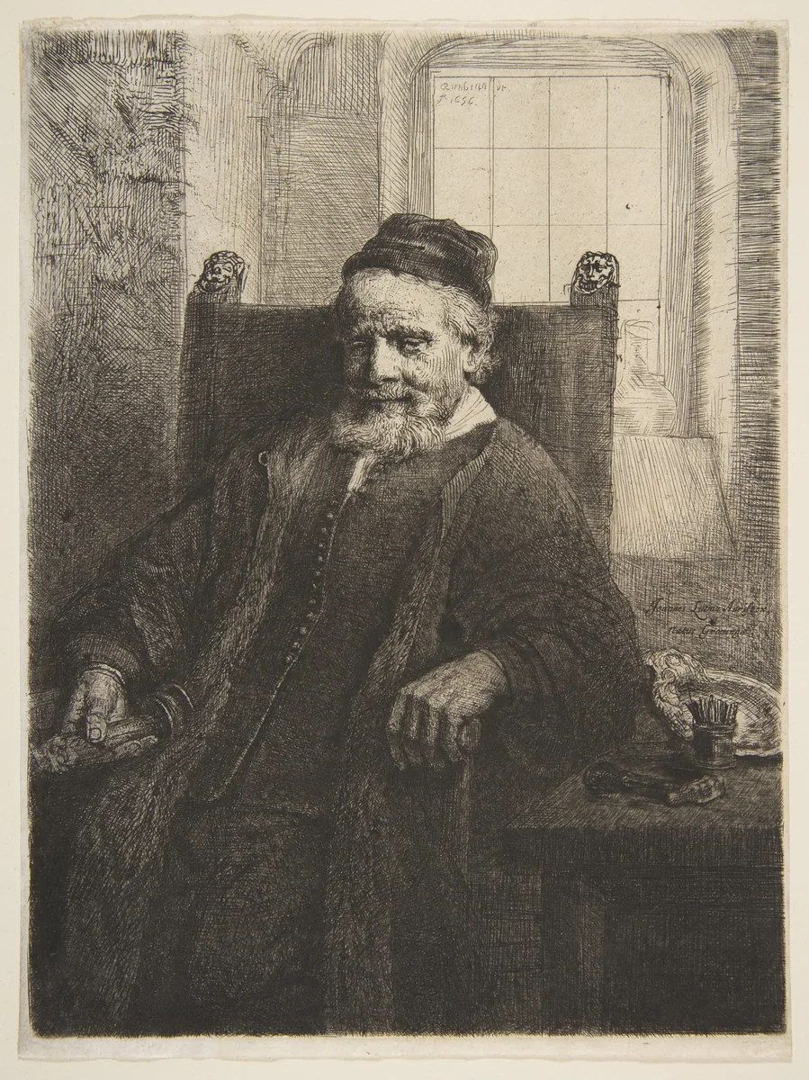 Jan Lutma, Goldsmith by Rembrandt van Rijn, print, 1656