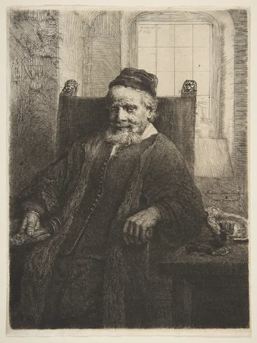 Jan Lutma, Goldsmith by Rembrandt van Rijn, print, 1656