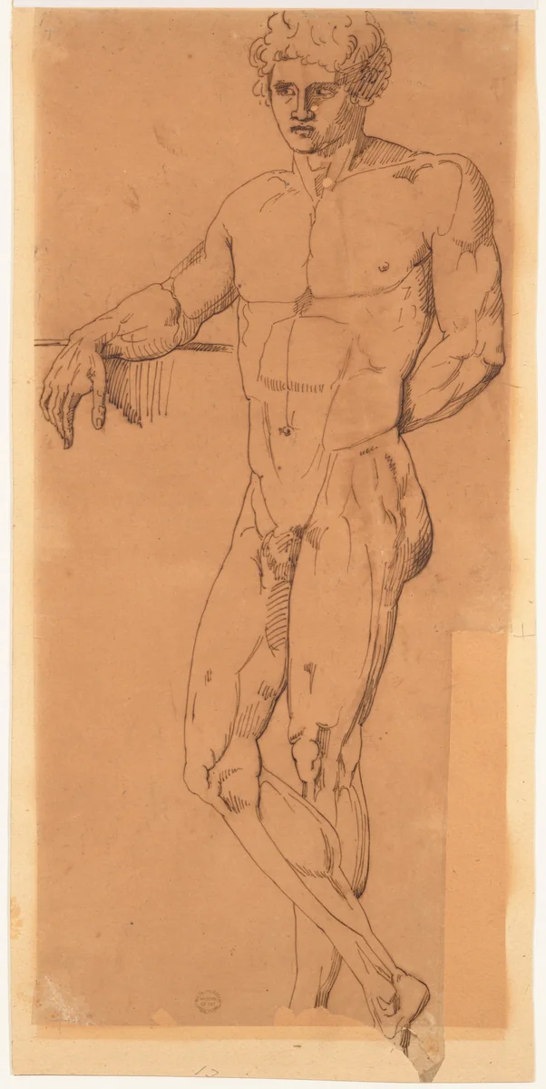 Standing Male Nude by anonymous, drawing, 1800-1822