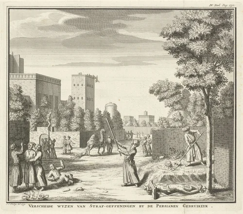 Martelingen door Perzen by Jan Caspar Philips, print, 1731