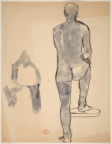 Untitled [back view of a male nude and a gesture study] by Richard Diebenkorn, drawing, 1955-1967