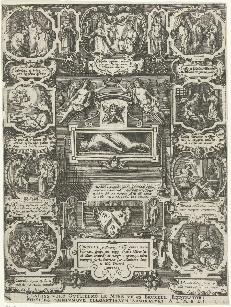 Graftombe van de H. Cecilia in de Santa Cecilia in Trastevere in Rome by anonymous, print, 1600-1699