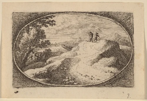 Two Men on a Bare Hill by Herman van Swanevelt, print, 1600-1655