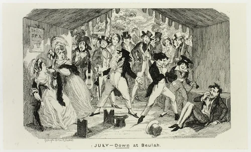 July - Down at Beulah from George Cruikshank's Steel Etchings to The Comic Almanacks: 1835-1853 by George Cruikshank, print, 1840