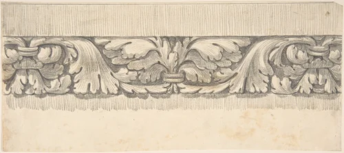 Border Design from a Classical Frieze, Decorated with Vines and Leaves by Thomas Hardwick, drawing, 1776-1779