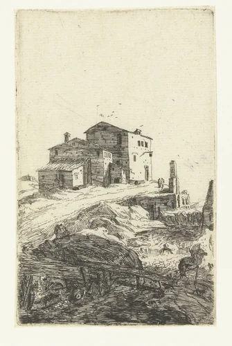 Herberg nabij de Prima Porta by Bartholomeus Breenbergh, print, 1639-1640