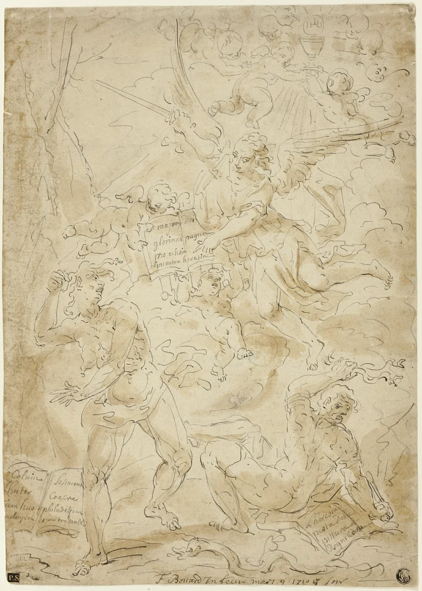 The Triumph of Truth Over Heresy by François Boitard or Louis Philippe Boitard the elder, drawing, 1705-1715