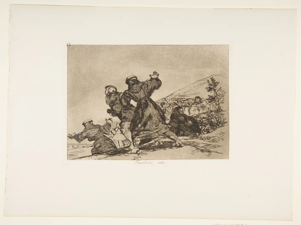 Plate 43 from "The Disasters of War" (Los Desastres de la Guerra): 'This too' (Tambien esto) by Goya, print, 1863