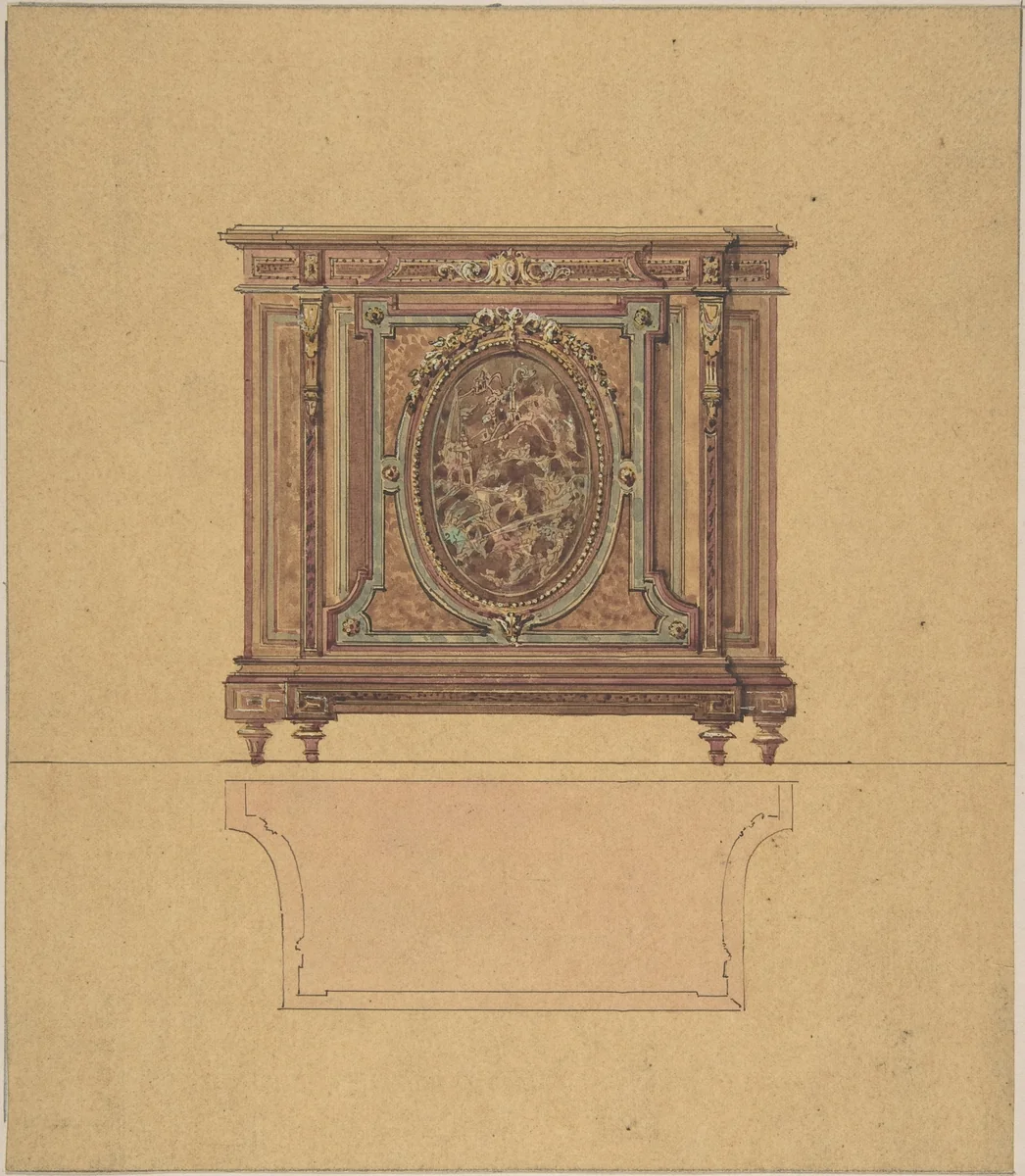 Design for a Commode by A. Damon et Cie., drawing, 1865-1875