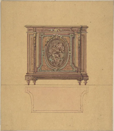 Design for a Commode by A. Damon et Cie., drawing, 1865-1875