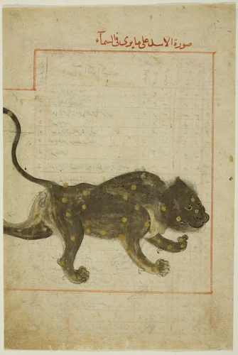 The Constellation Leo, folio probably from the Kitab suwar al-kawakib al-thabita (Book of the Images of the Fixed Stars) by Iran, painting, 1495-1505