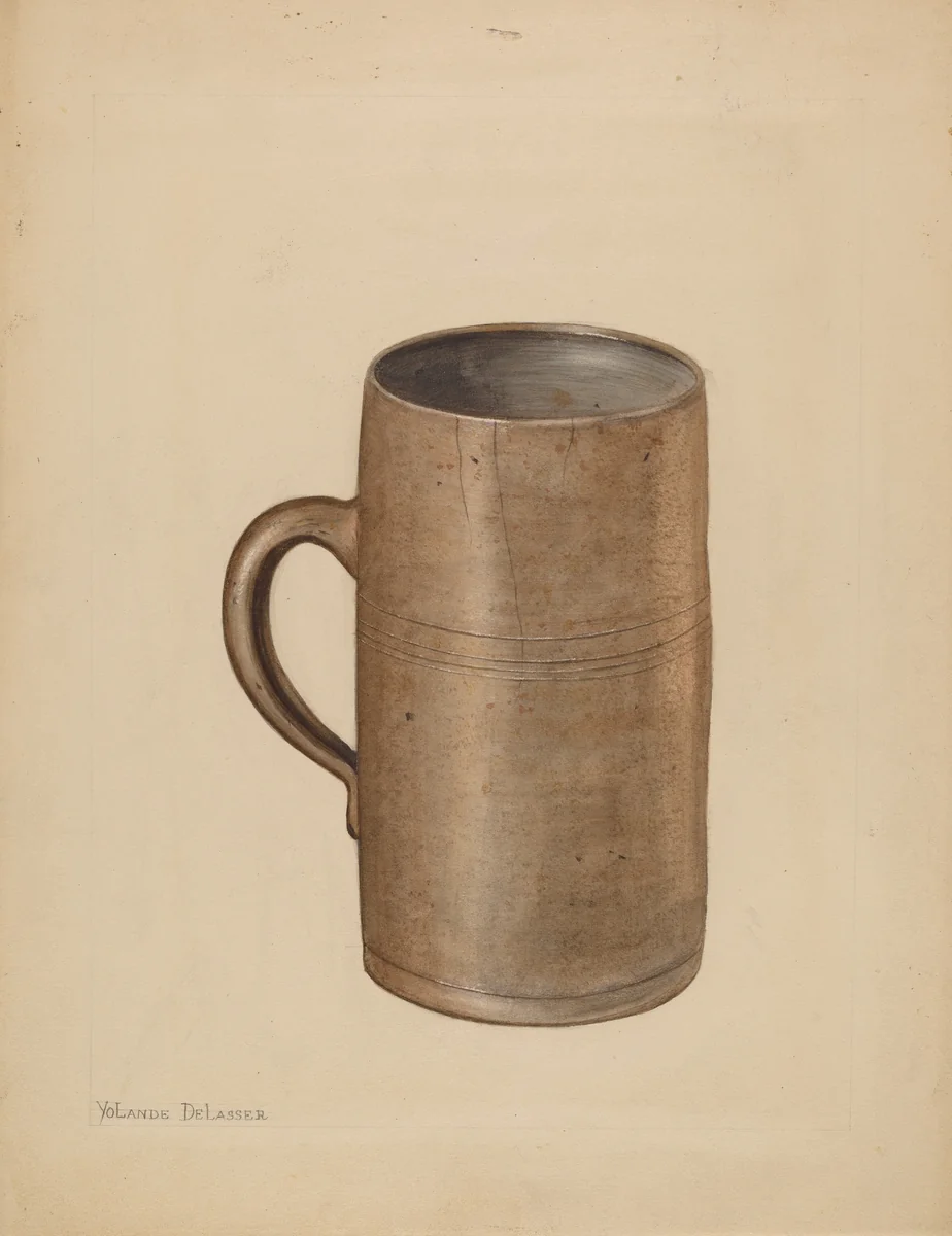 Mug by Yolande Delasser, index of american design, 1936