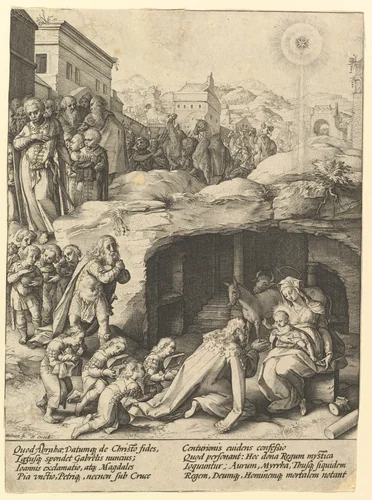 The Adoration of the Magi by Hendrick Goltzius, print, 1580-1590