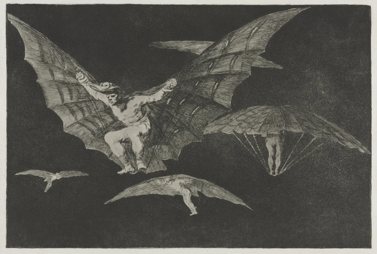The Proverbs: A Way of Flying by Francisco de Goya, print, 1864