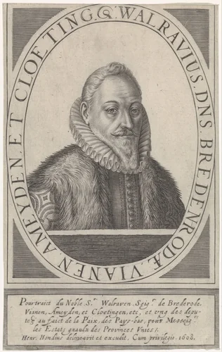 Portret van Walraven van Brederode by Hendrick Hondius, print, 1608