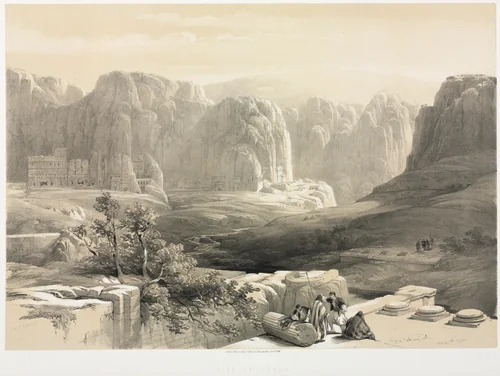 The Holy Land, Syria, Idumea, Arabia, Egypt & Nubia (Vol. III): Petra, Looking South by Louis Haghe, print, 1842