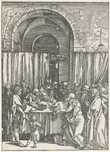 Het offer van Joachim wordt geweigerd by Unknown, print, 1502-1506