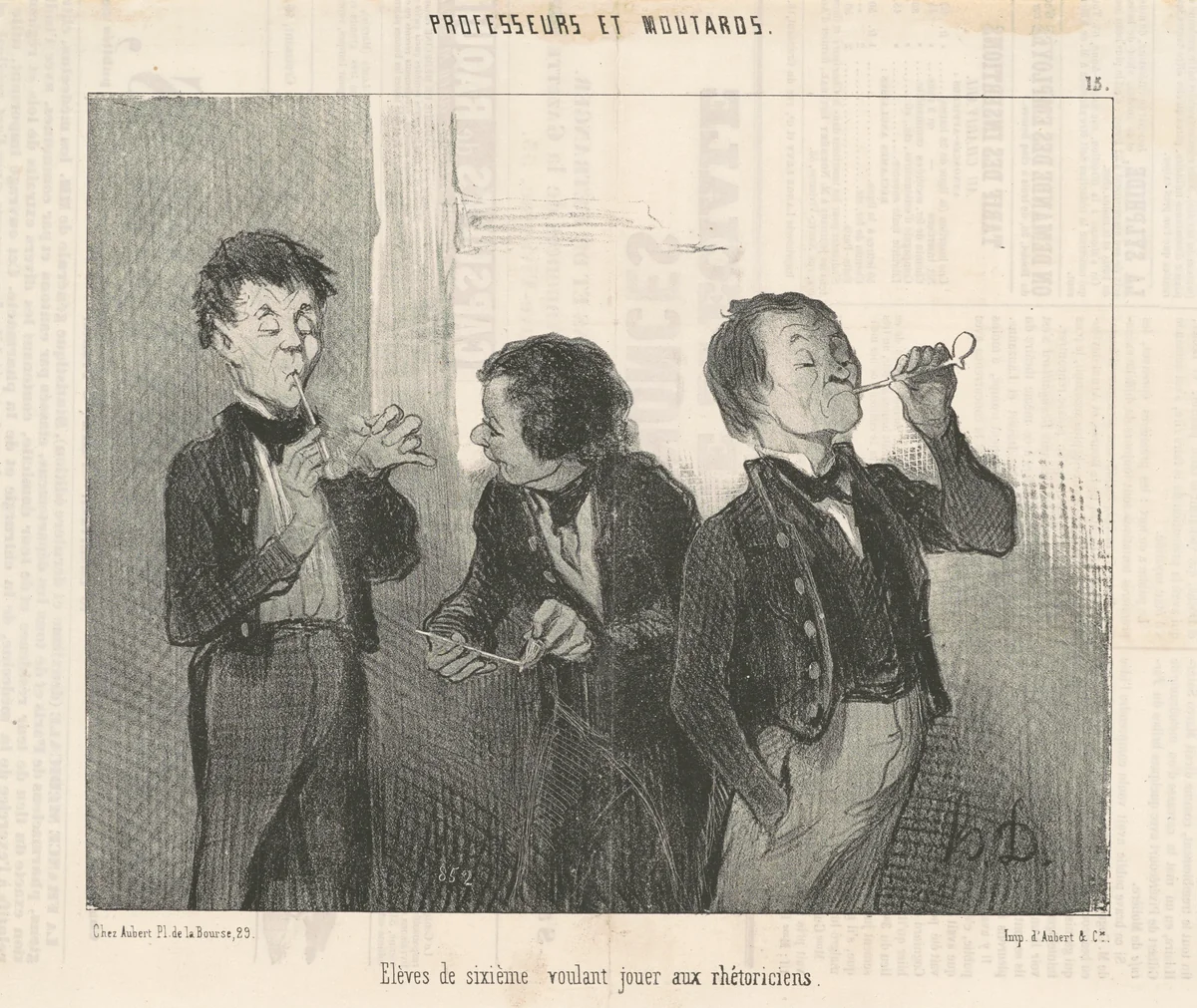 Eléves de sixième voulant jouer aux rhétoriciens by Honoré Daumier, print, 1846
