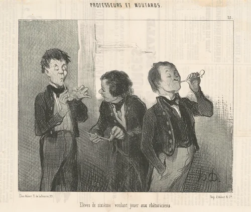 Eléves de sixième voulant jouer aux rhétoriciens by Honoré Daumier, print, 1846