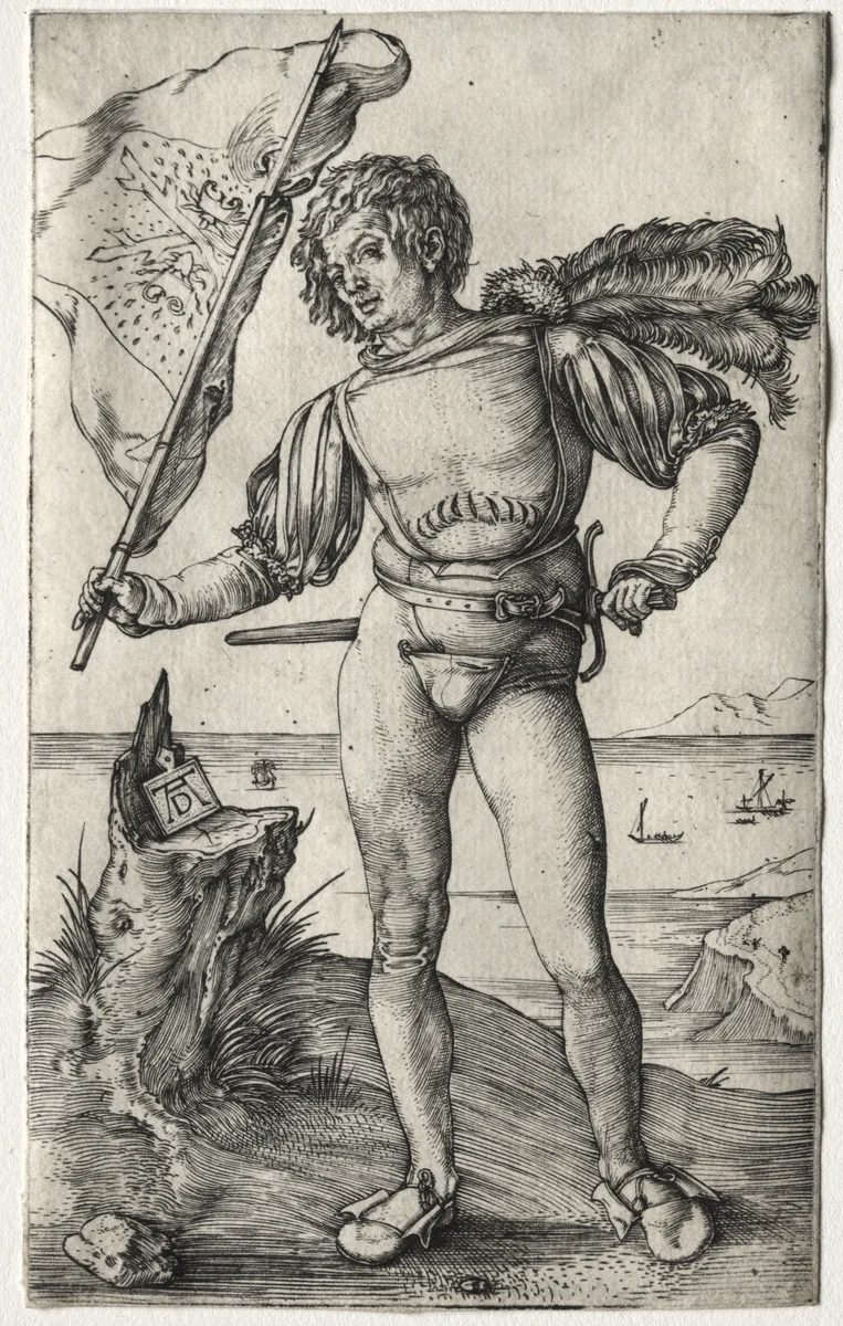The Burgundian Standard Bearer by Albrecht Dürer, print, 1495-1505