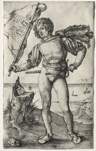 The Burgundian Standard Bearer by Albrecht Dürer, print, 1495-1505