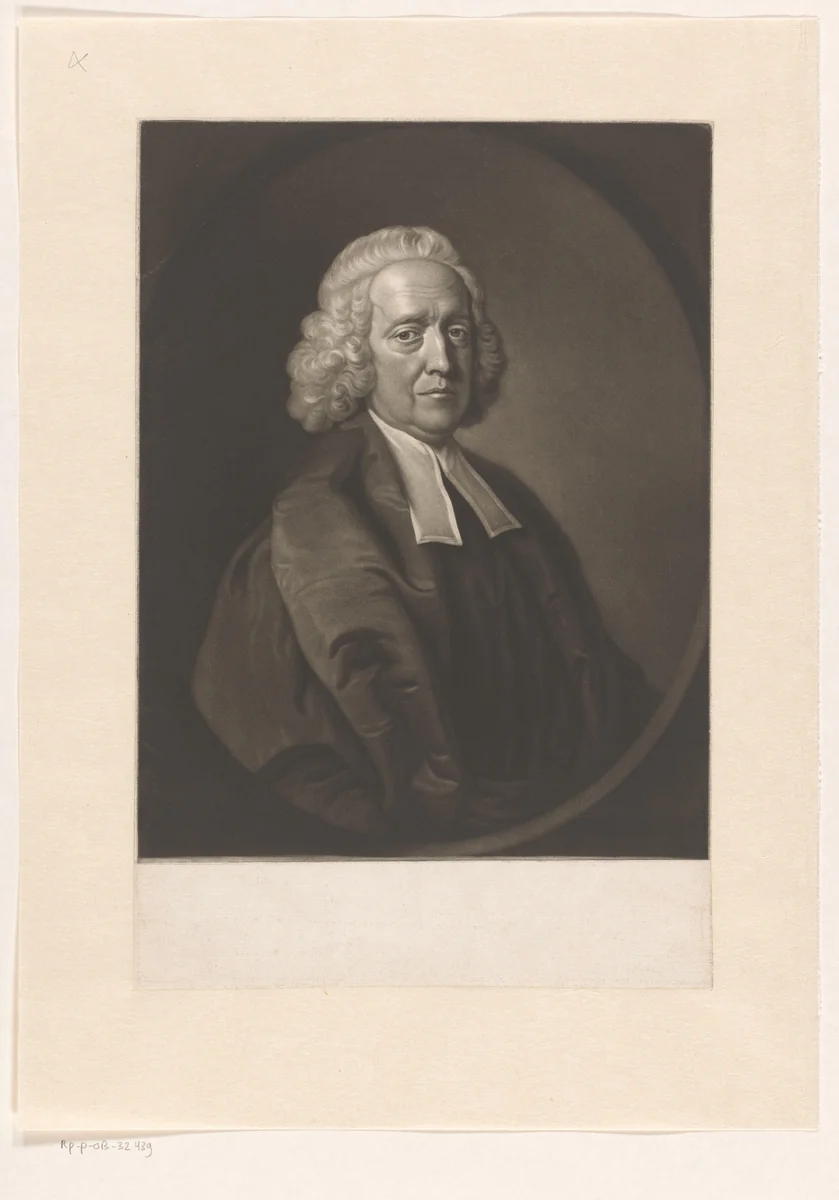 Portret van Stephen Hales by James McArdell, print, 1760-1761
