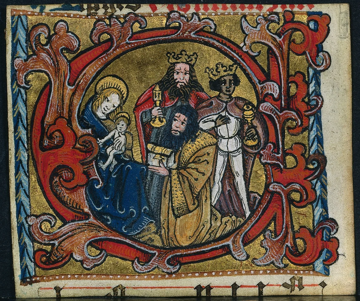 Three Cuttings from a Missal: Initial C with the Adoration of the Magi by Unknown, manuscript, 1465-1505