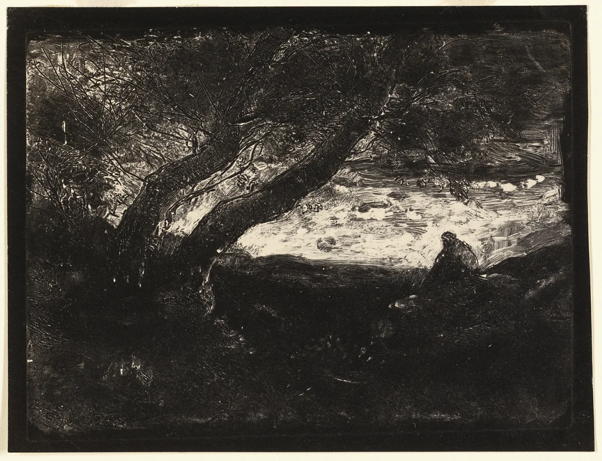 The Thinker by Jean-Baptiste-Camille Corot, print, 1854