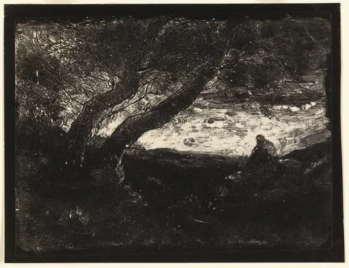 The Thinker by Jean-Baptiste-Camille Corot, print, 1854