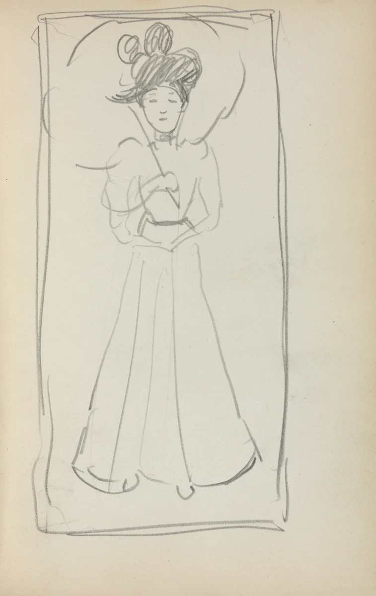 Italian Sketchbook: Standing woman with parasol (page 233) by Maurice Prendergast, book, 1898-1899