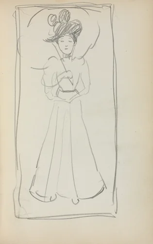 Italian Sketchbook: Standing woman with parasol (page 233) by Maurice Prendergast, book, 1898-1899
