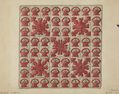 Applique Crib Coverlet by Marian Curtis Foster, index of american design, 1936