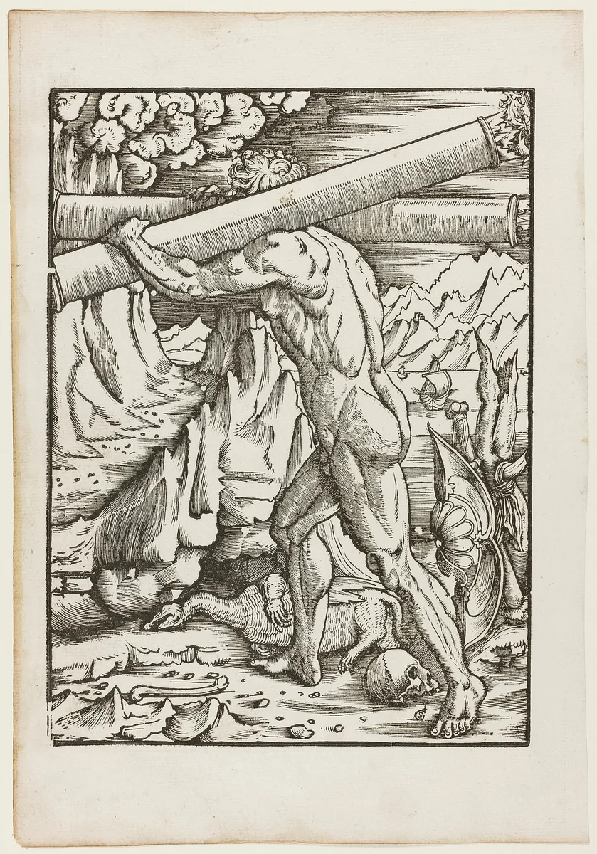 The Labors of Hercules: The Pillars of Hercules by Gabriel Salmon, print, 1523-1533