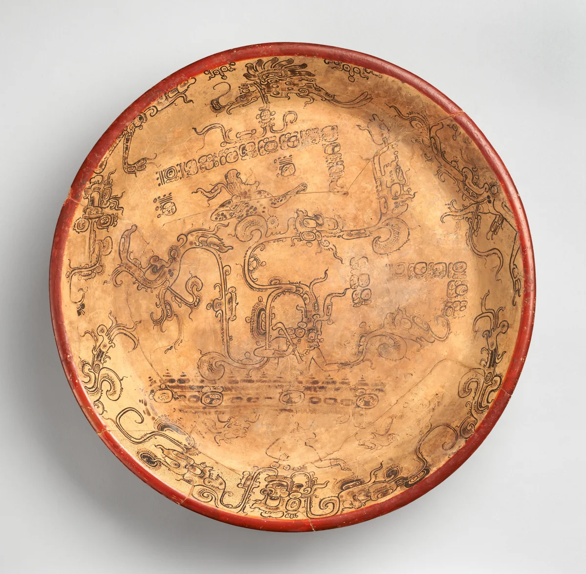 Plate with the god Chahk by Maya artist(s), other, 600-800