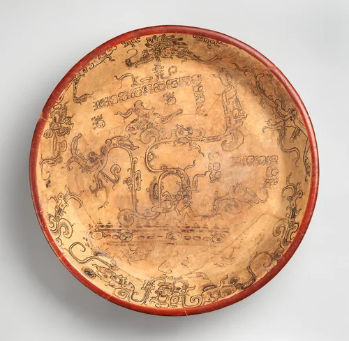 Plate with the god Chahk by Maya artist(s), other, 600-800