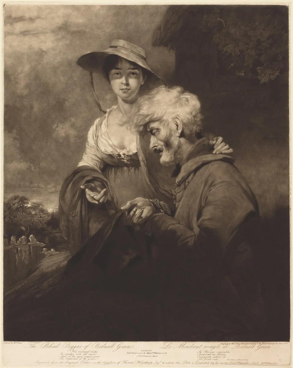 The Blind Beggar of Bednall Green by William Ward, print, 1804