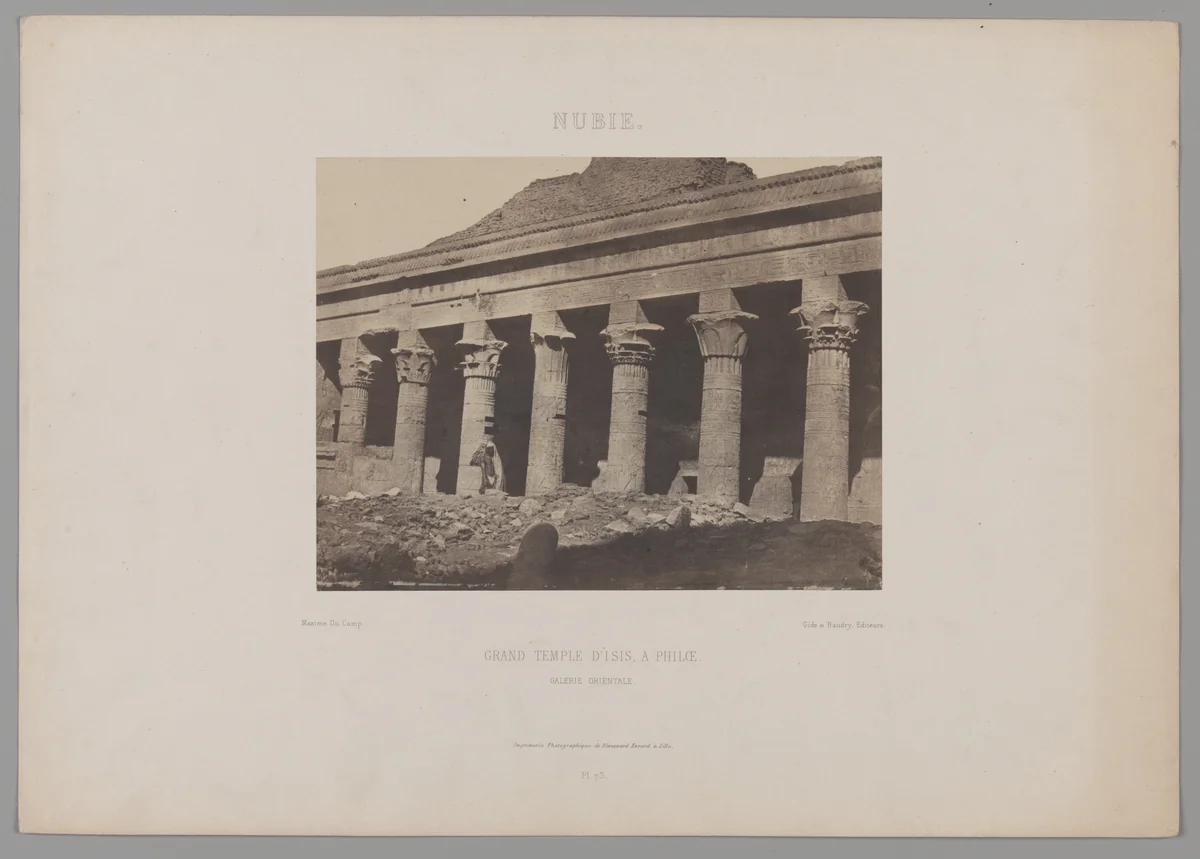 Nubie, Grand Temple d'Isis, a Philœ, Galerie Orientale by Maxime Du Camp, photograph, 1850