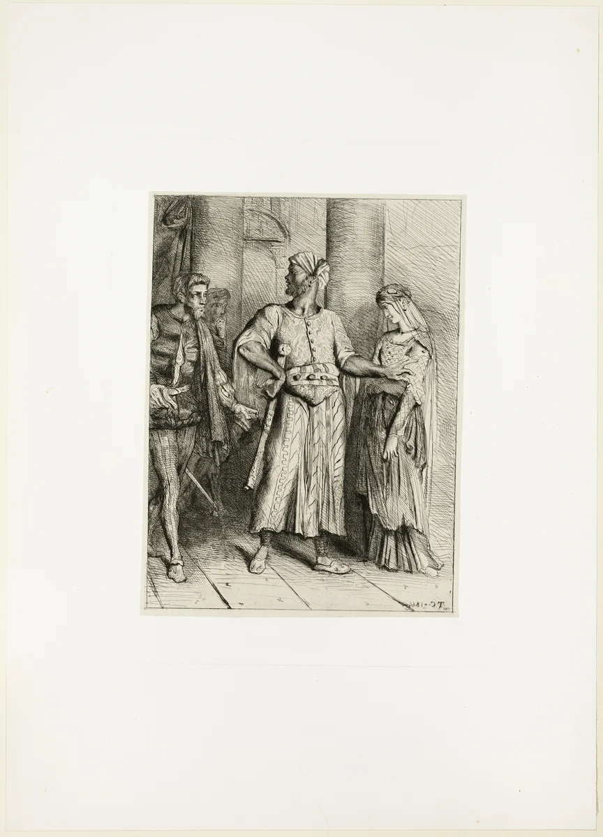 Honest Iago, my Desdemona must I leave to thee, plate four from Othello by Théodore Chassériau, print, 1844