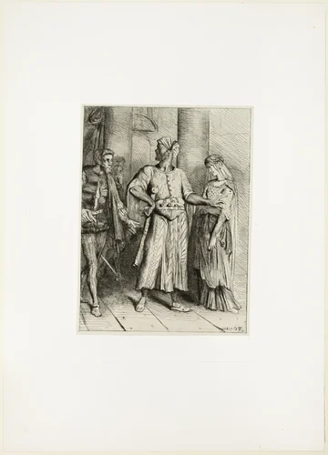 Honest Iago, my Desdemona must I leave to thee, plate four from Othello by Théodore Chassériau, print, 1844