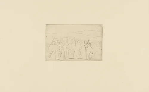 The Watering Place (Horses Bathing) (L'Abreuvoir [Chevaux au bain]) from the Saltimbanques series by Pablo Picasso, print, 1906