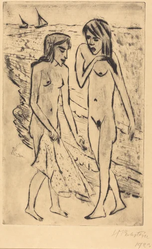 Two Bathers by Max Pechstein, print, 1923