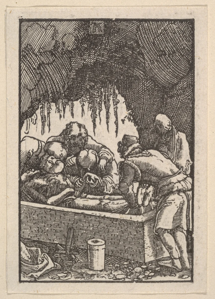 The Entombment, from "The Fall and Salvation of Mankind Through the Life and Passion of Christ" by Albrecht Altdorfer, print, 1508-1518