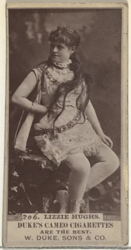 Card Number 206, Lizzie Hughs, from the Actors and Actresses series (N145-5) issued by Duke Sons & Co. to promote Cameo Cigarettes by W. Duke, Sons & Co., photograph, 1880-1889