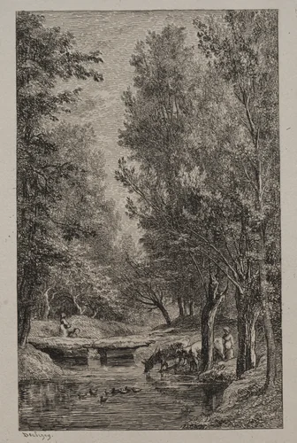 Brook in the Val Mondois by Charles-François Daubigny, print, 1857-1867