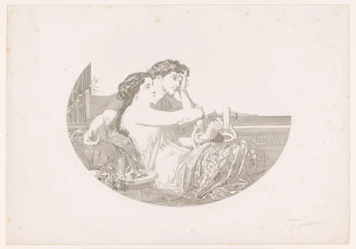 Aglaé en Bonifatius van Tarsus by Gustave Joseph Biot, print, 1843-1905