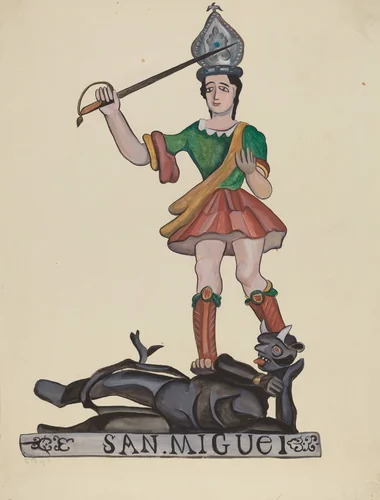 San Miguel - The Archangel and Satan by E. Boyd, index of american design, 1935-1942