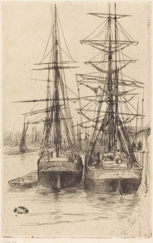 Two Ships by James McNeill Whistler, print, 1875