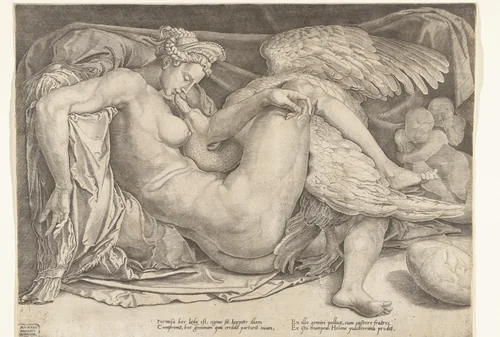 Leda en de zwaan by Unknown, print, 1544-1545