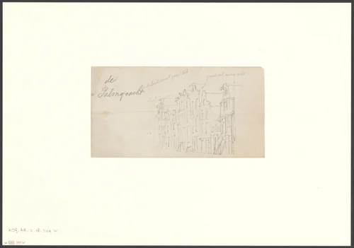 Gezicht op panden aan de Palmgracht by Johan Martinus Anthon Rieke, drawing, 1861-1899