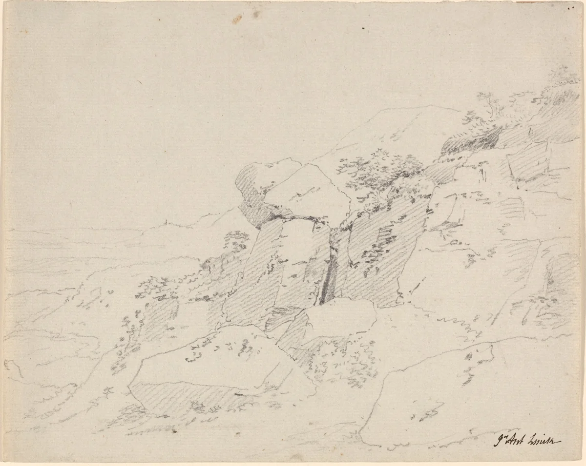 Glacial Boulders at the Edge of a Mountain by Jean Antoine Linck, drawing, 1766-1843